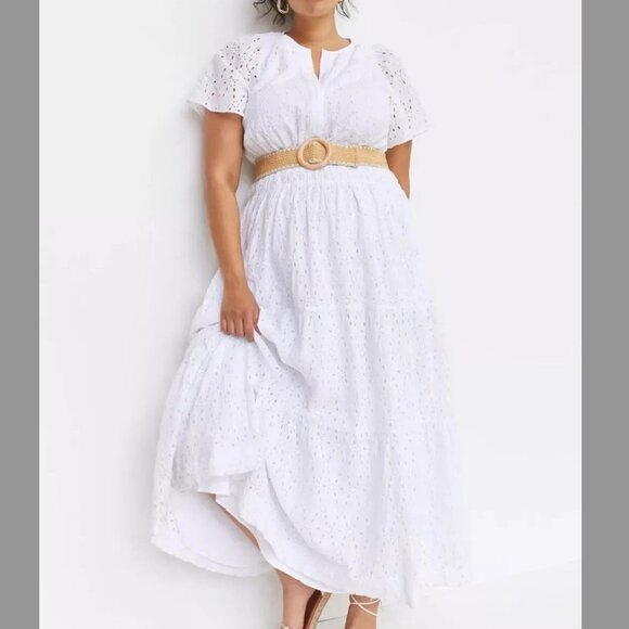 Anthropologie White Eyelet Maxi Dress - Picture 3 of 10
